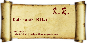 Kubicsek Rita névjegykártya